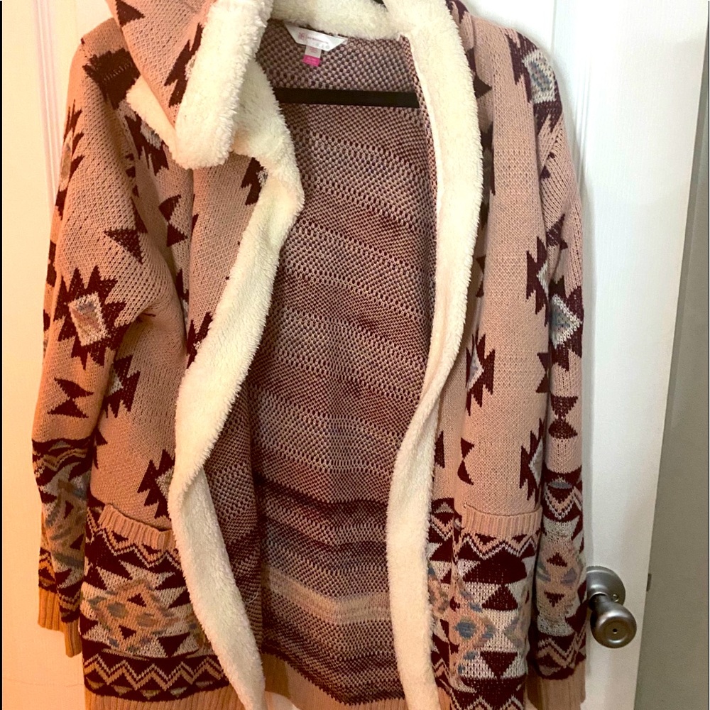 NWOT - Aztec pink cardigan sweater